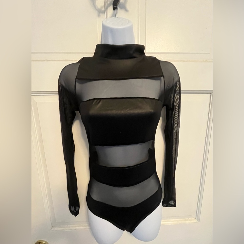 Black/sheer Bodysuit